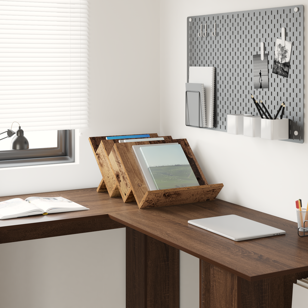 vidaXL Regał na gazety z półką Stare drewno 53 x 40 x 28,5 cm
