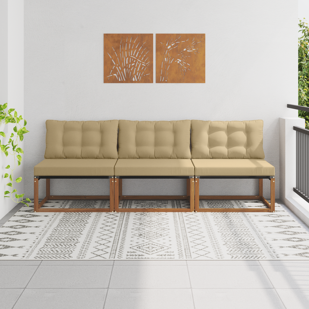 vidaXL 3 Sztuka Środkowa sofa ogrodowa Drewno akacji i tekstylen