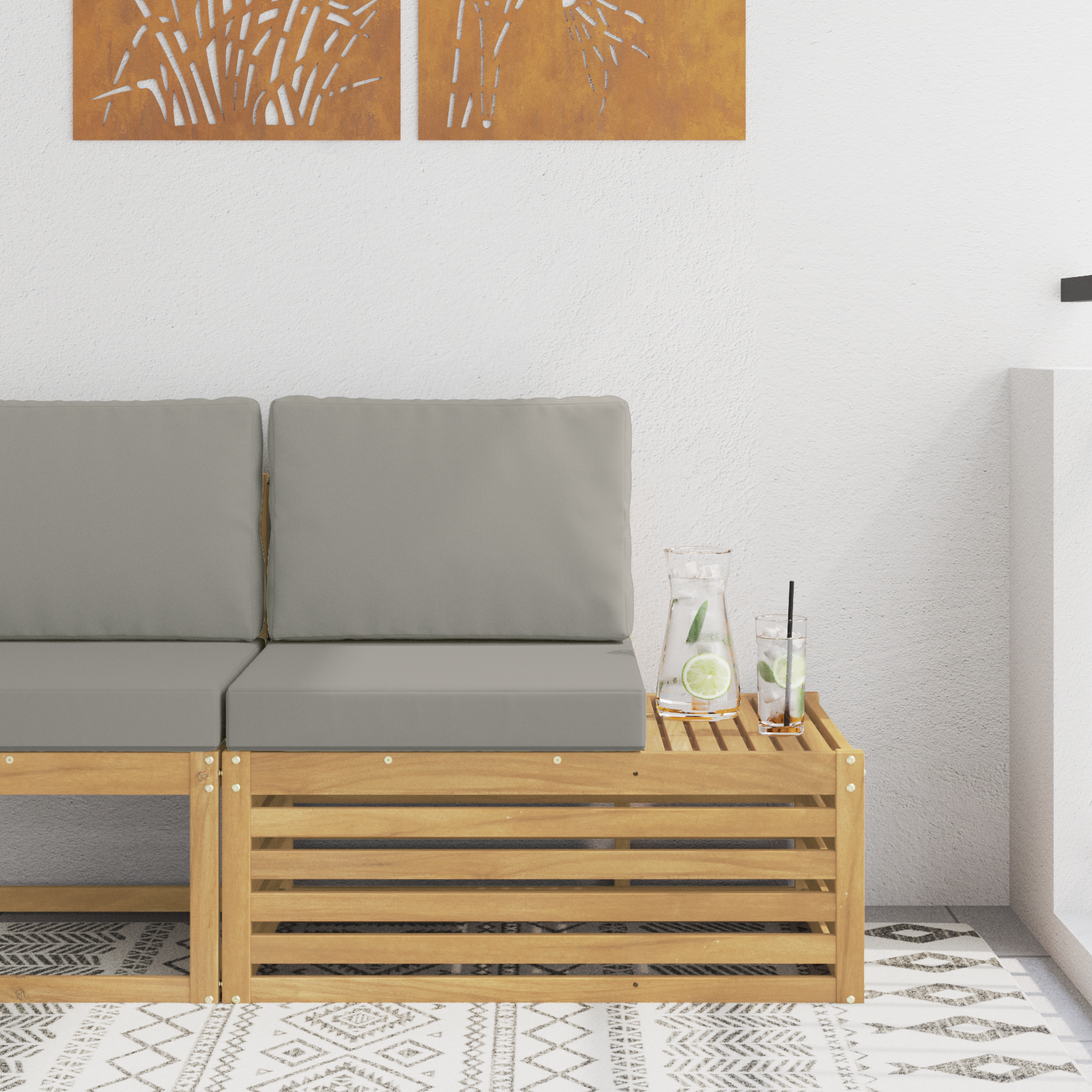 vidaXL Sofa końcowa na zewnątrz Lite Drewno Akacji Biały