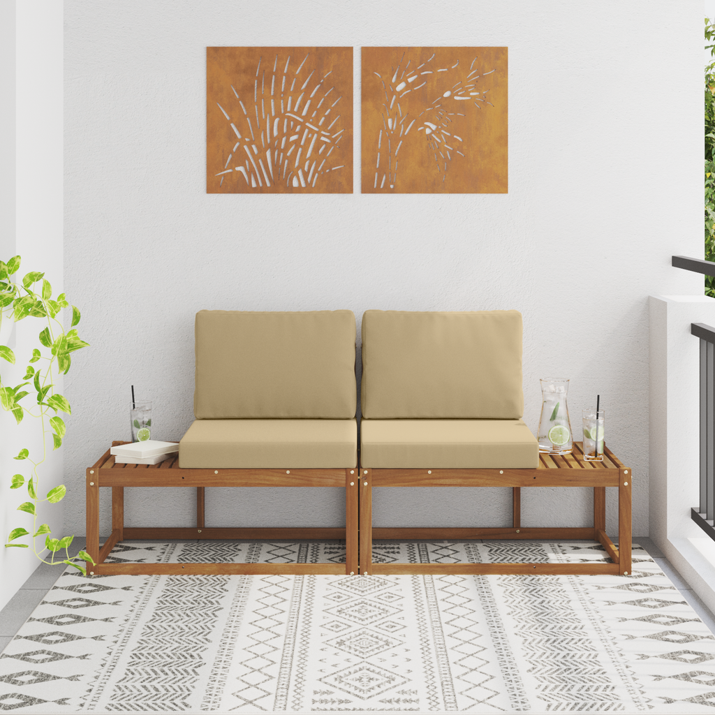vidaXL Sofa końcowa na zewnątrz z poduszką 2 Sztuka Naturalny i Beżowy