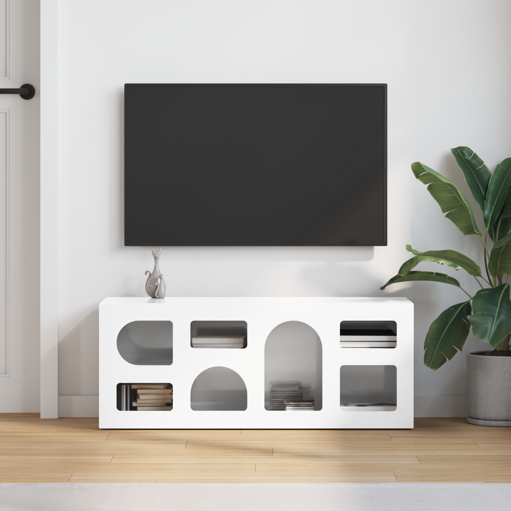 vidaXL Szafka pod telewizor ELST 100 x 35 x 40 cm Wysoki połysk biały