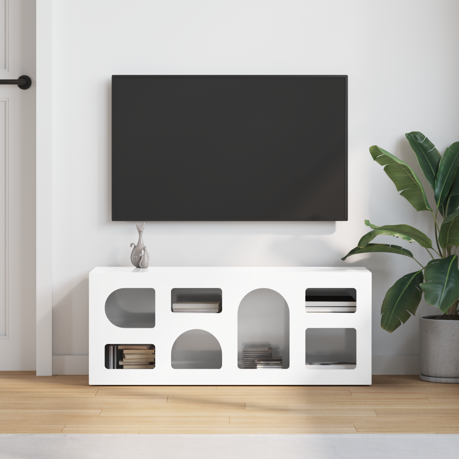 vidaXL Szafka pod telewizor ELST 100 x 35 x 40 cm Wysoki połysk biały