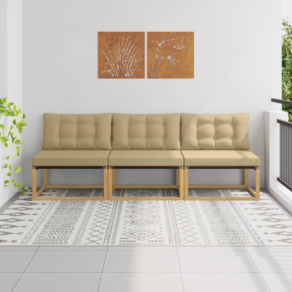 vidaXL Środkowa sofa ogrodowa Drewno akacji i tekstylen Biały