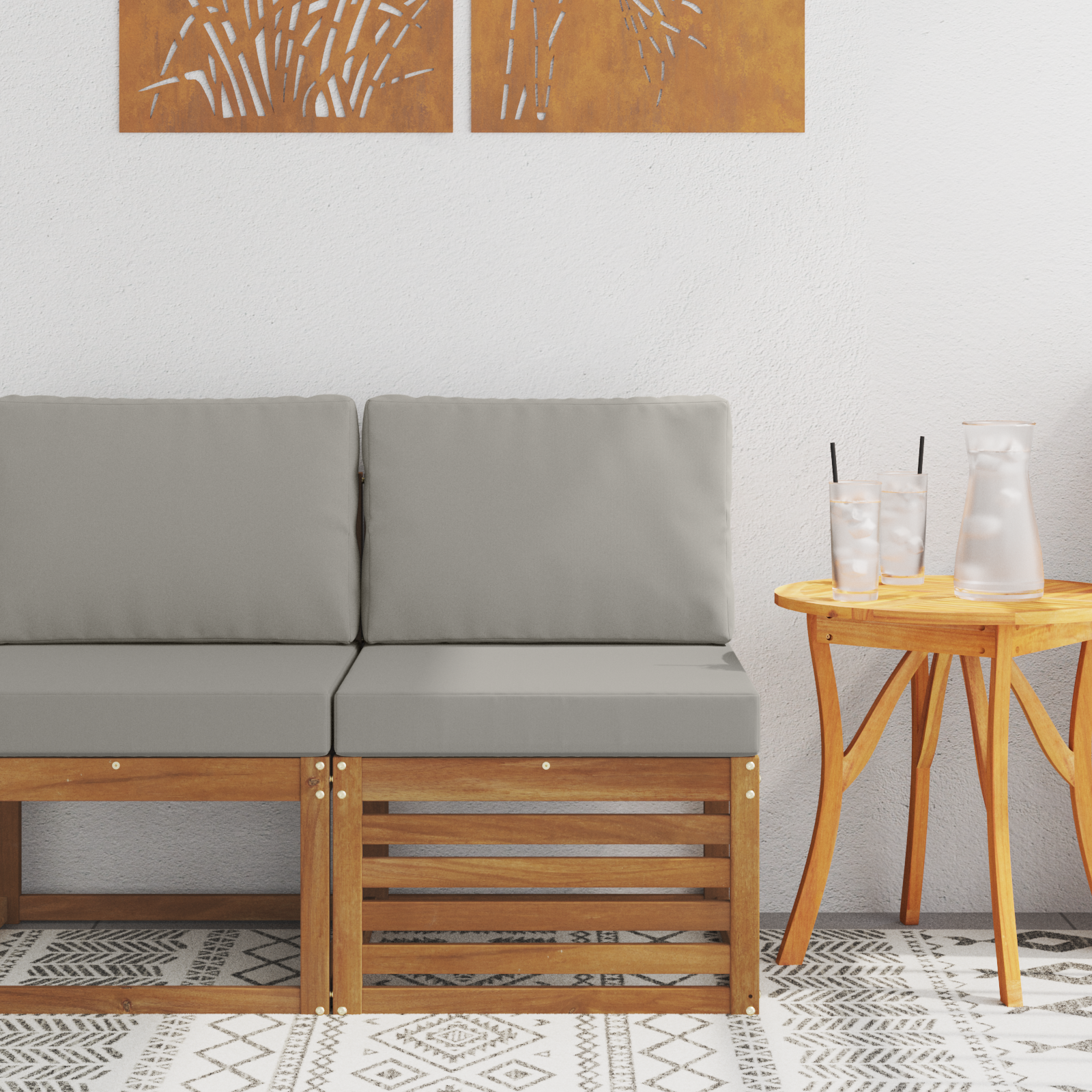 vidaXL Środkowa sofa ogrodowa Lite Drewno Akacji Naturalny
