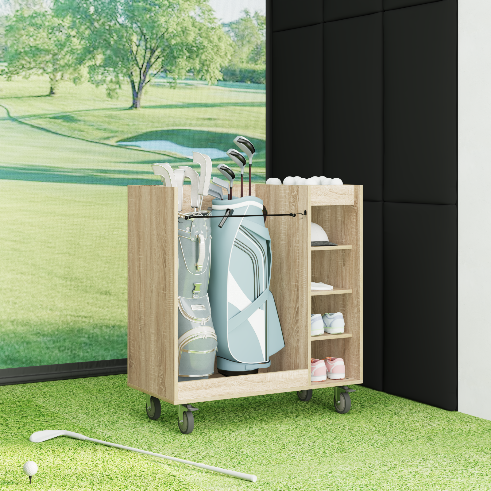 vidaXL Szafka golfowa z kołem Gładki Dąb Sonoma 90 x 45 x 98 cm