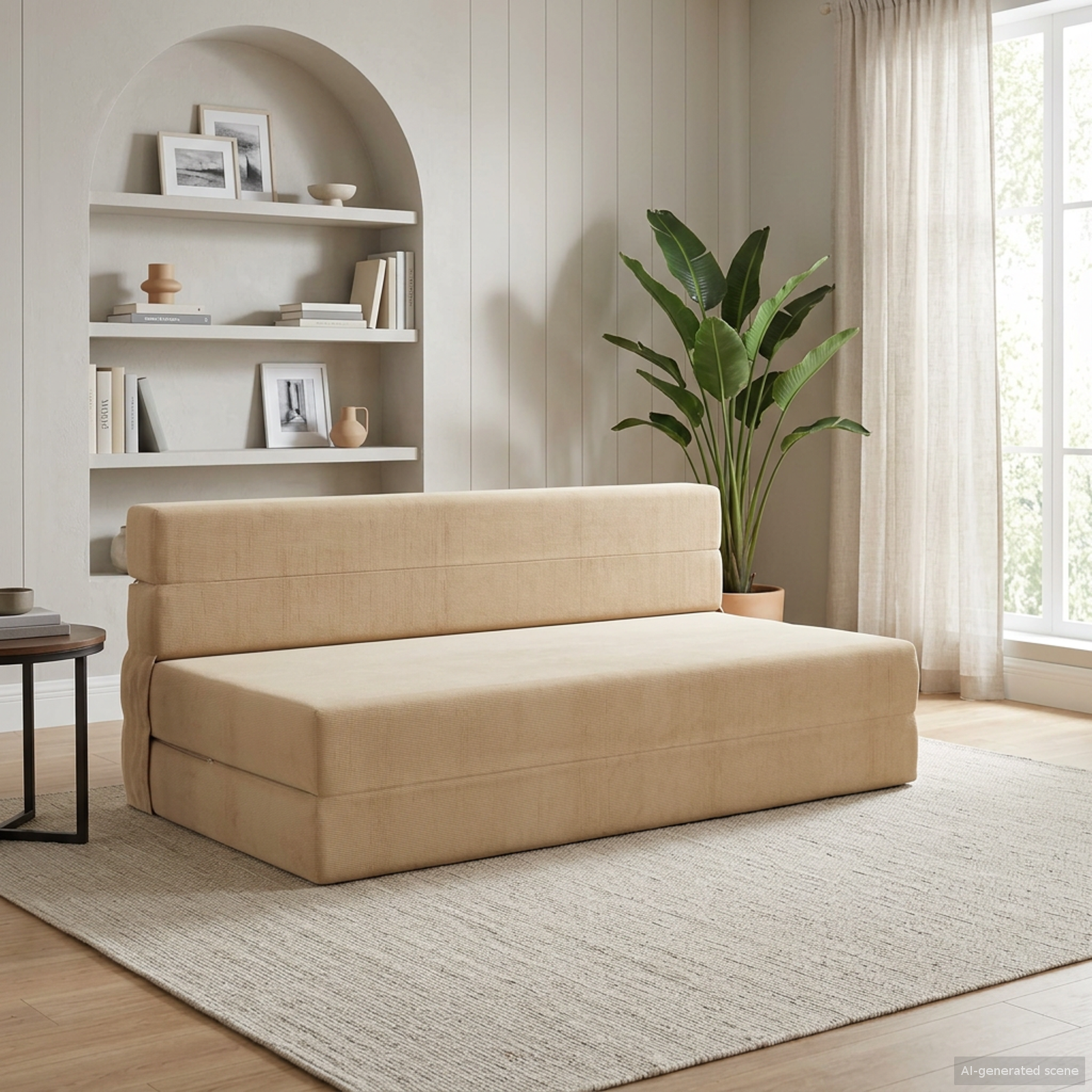 vidaXL Składana Sofa Łóżko Zielono-szary 152 x 86,5 x 60 cm tkanina
