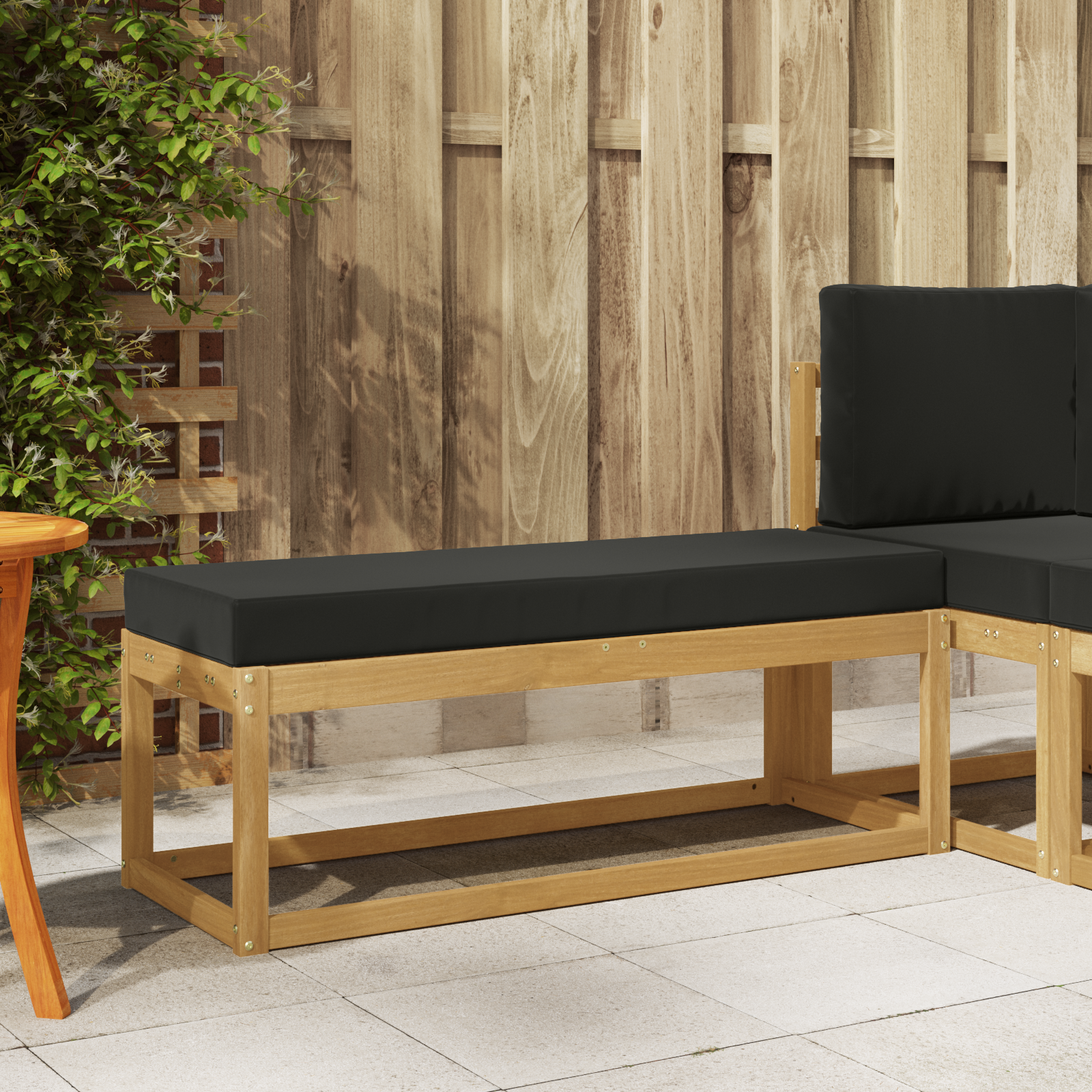 vidaXL Stołek Ławka na Zewnątrz z poduszką Biały 115 x 43 x 45 cm