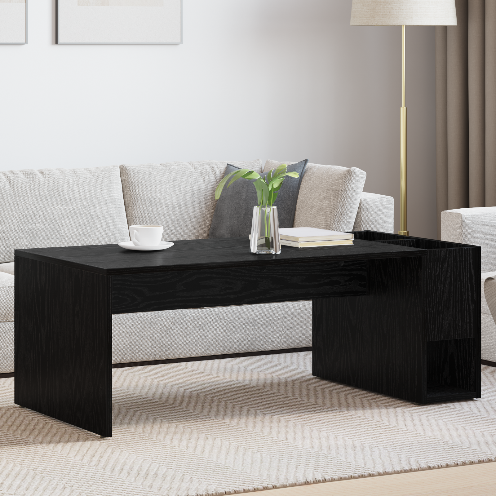 vidaXL Stolik kawowy Czarny Dąb 101,5 x 50 x 37 cm Drewno inżynieryjne
