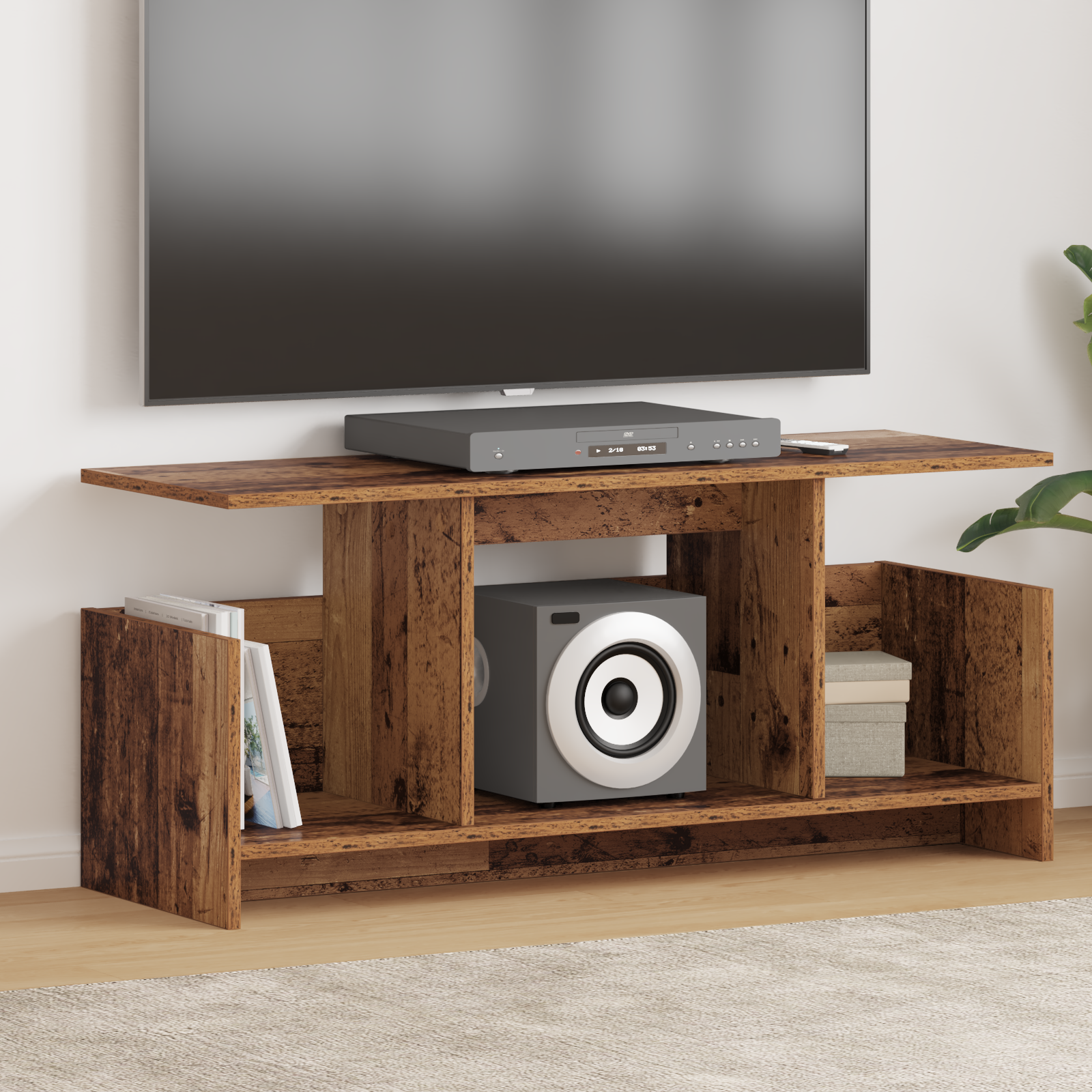vidaXL Stół pod telewizor Stare drewno 102 x 35 x 45 cm