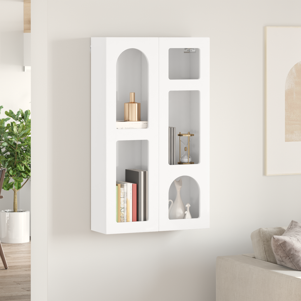 vidaXL Szafka wisząca ELST Biały wysoki połysk 59 x 20 x 100 cm