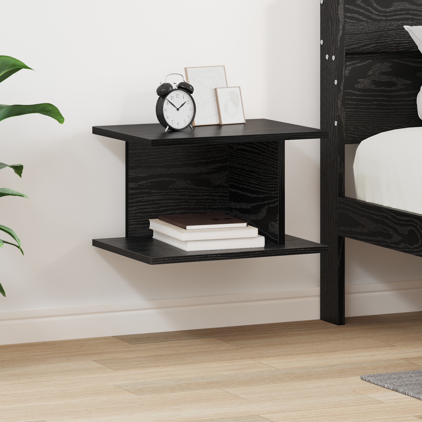 vidaXL Stolik nocny Czarny Dąb 40 x 30 x 25 cm Drewno inżynieryjne