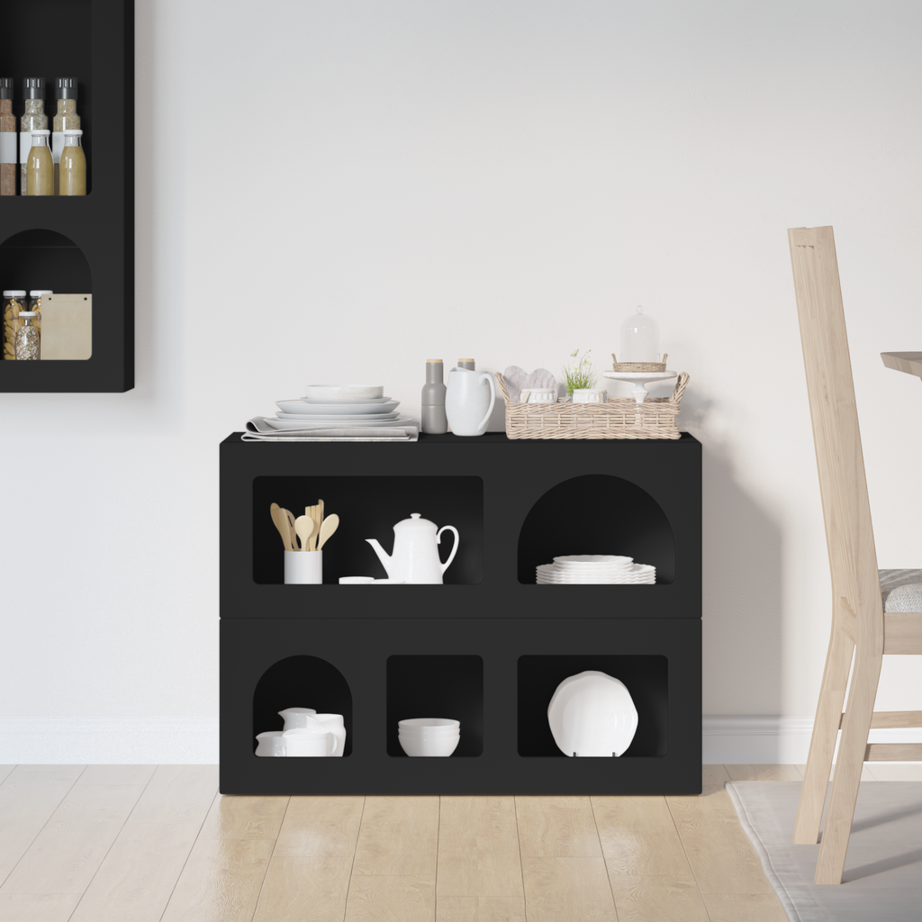 vidaXL Bufet ELST Czarny 80,5 x 35 x 59 cm Drewno inżynieryjne