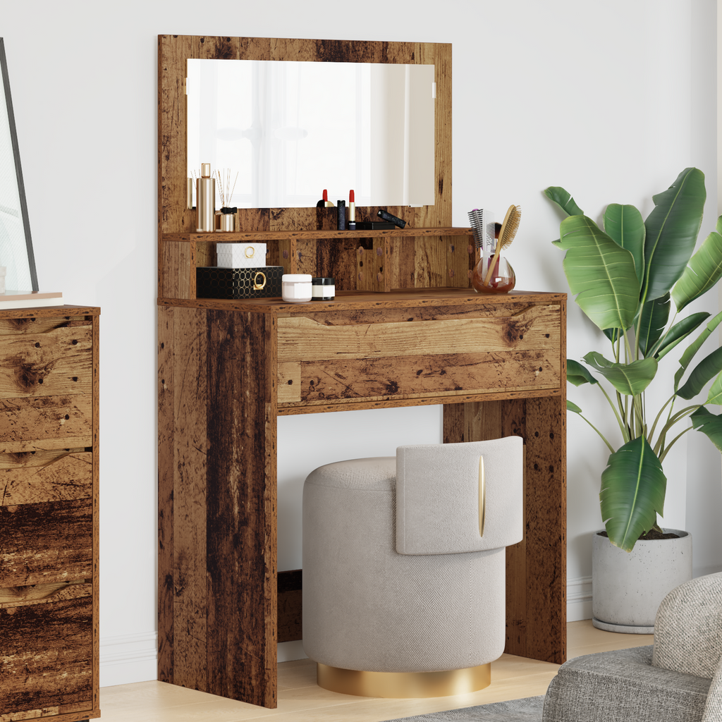 vidaXL Toaletki do sypialni z szufladą Stare drewno 80 x 39,6 x 135 cm