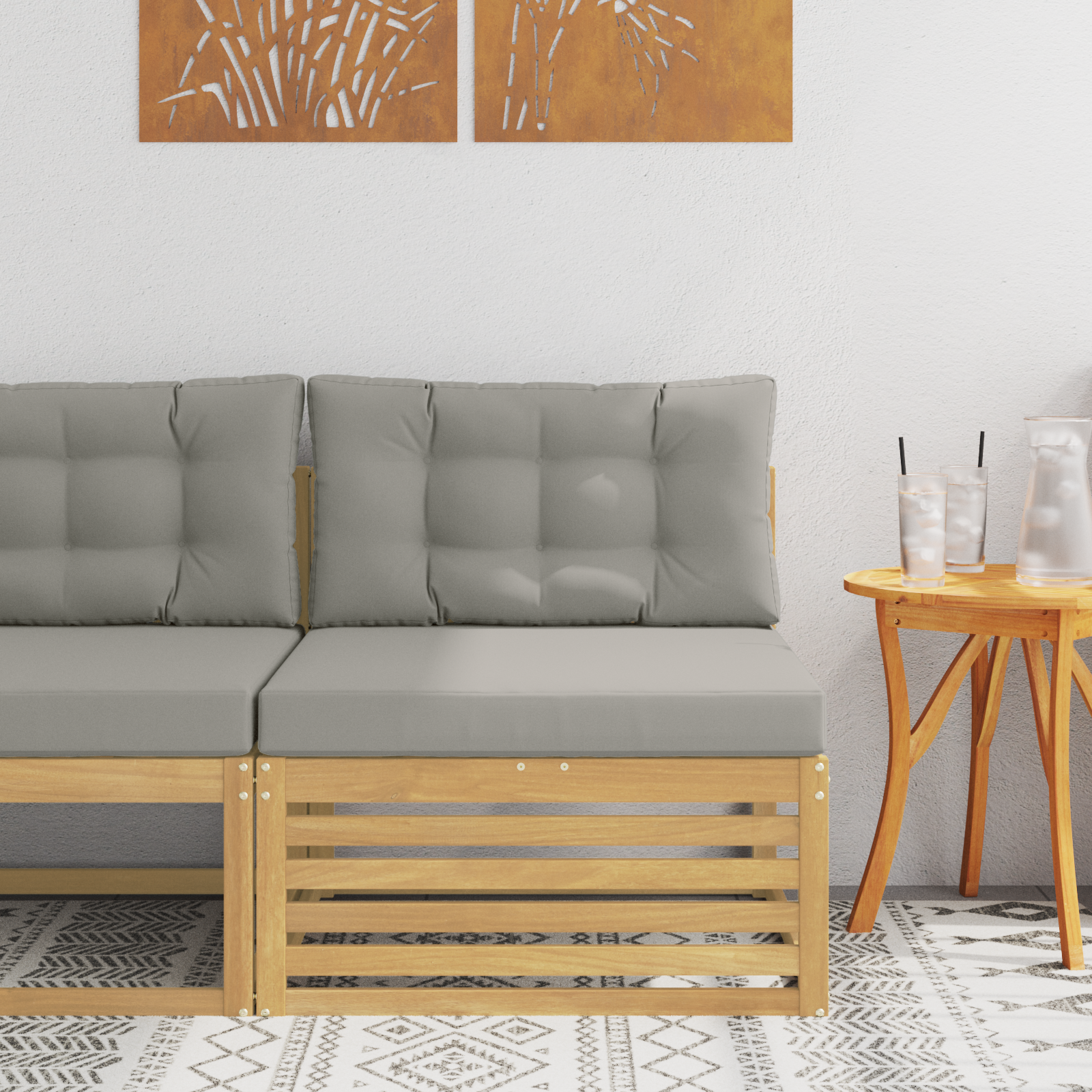vidaXL Środkowa sofa ogrodowa Lite Drewno Akacji Biały