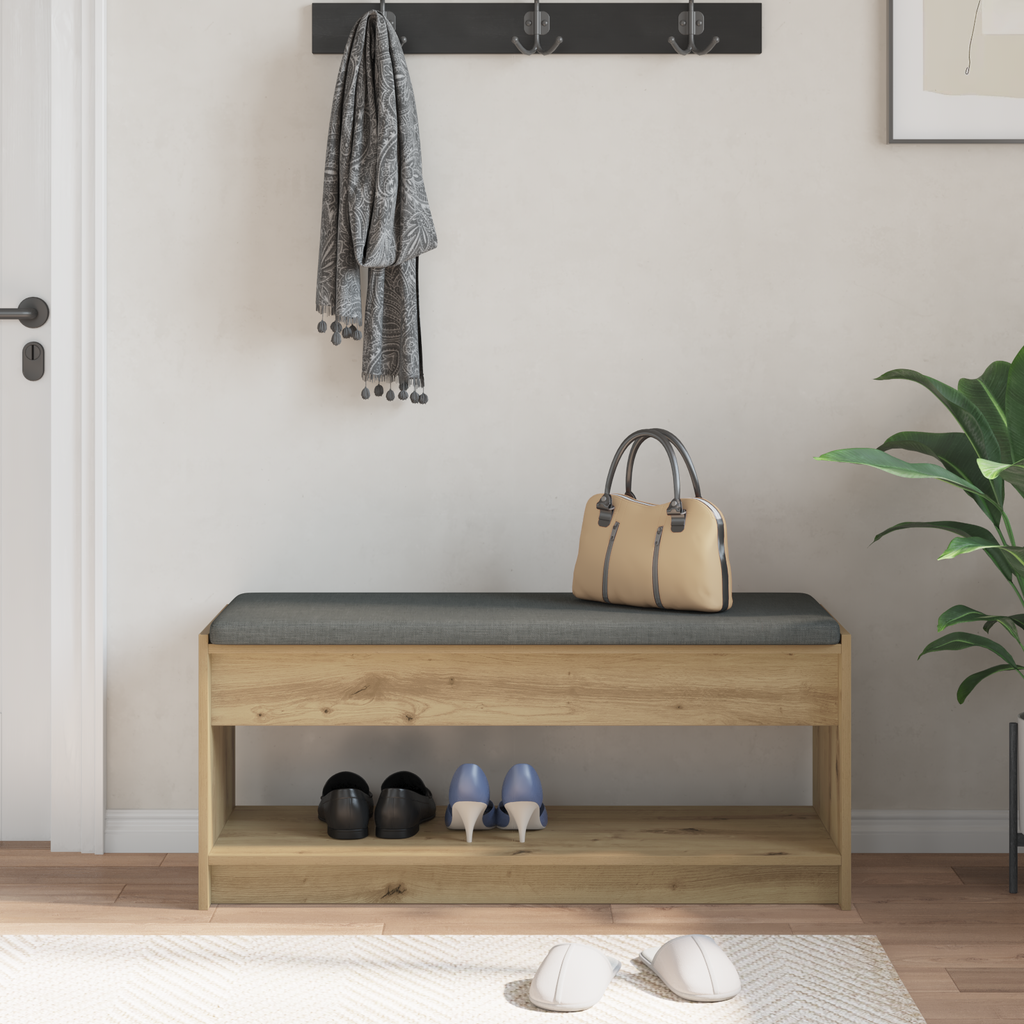 vidaXL Ławka w przedpokoju z półką Dąb Rzemieślniczy 103 x 38 x 45 cm
