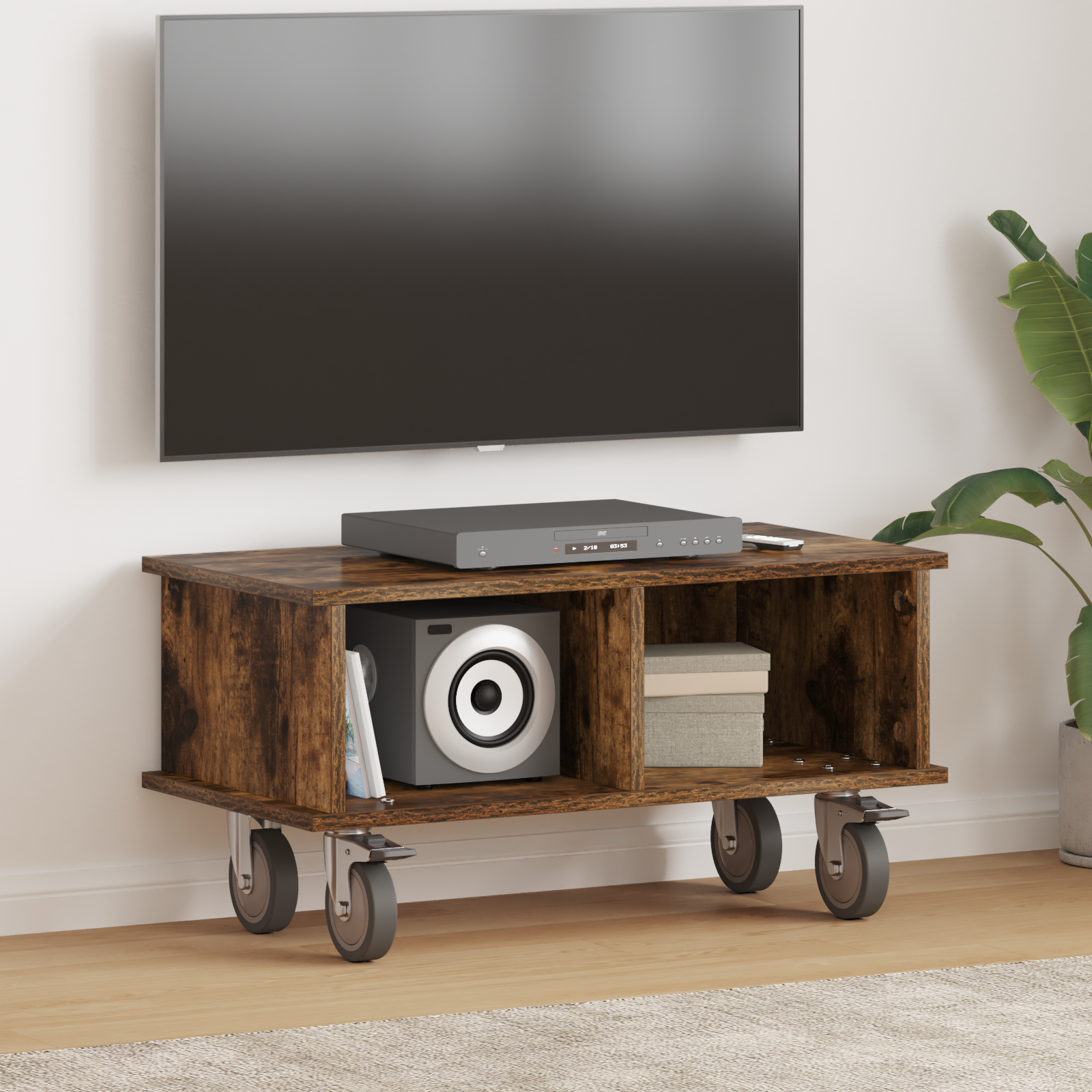 vidaXL Stół pod telewizor 68,5 x 35 x 35 cm Dąb wędzony