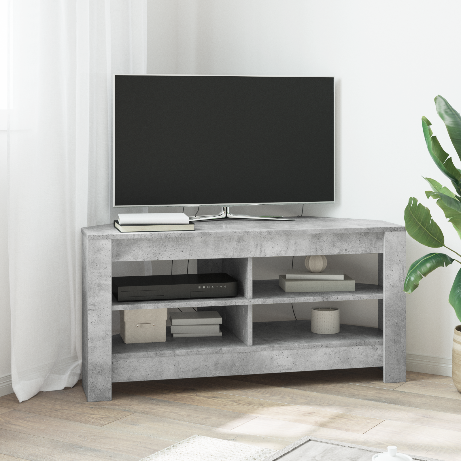 vidaXL RogowaSzafkanaTelewizor 102 x 40,5 x 45 cm Betonowy szary