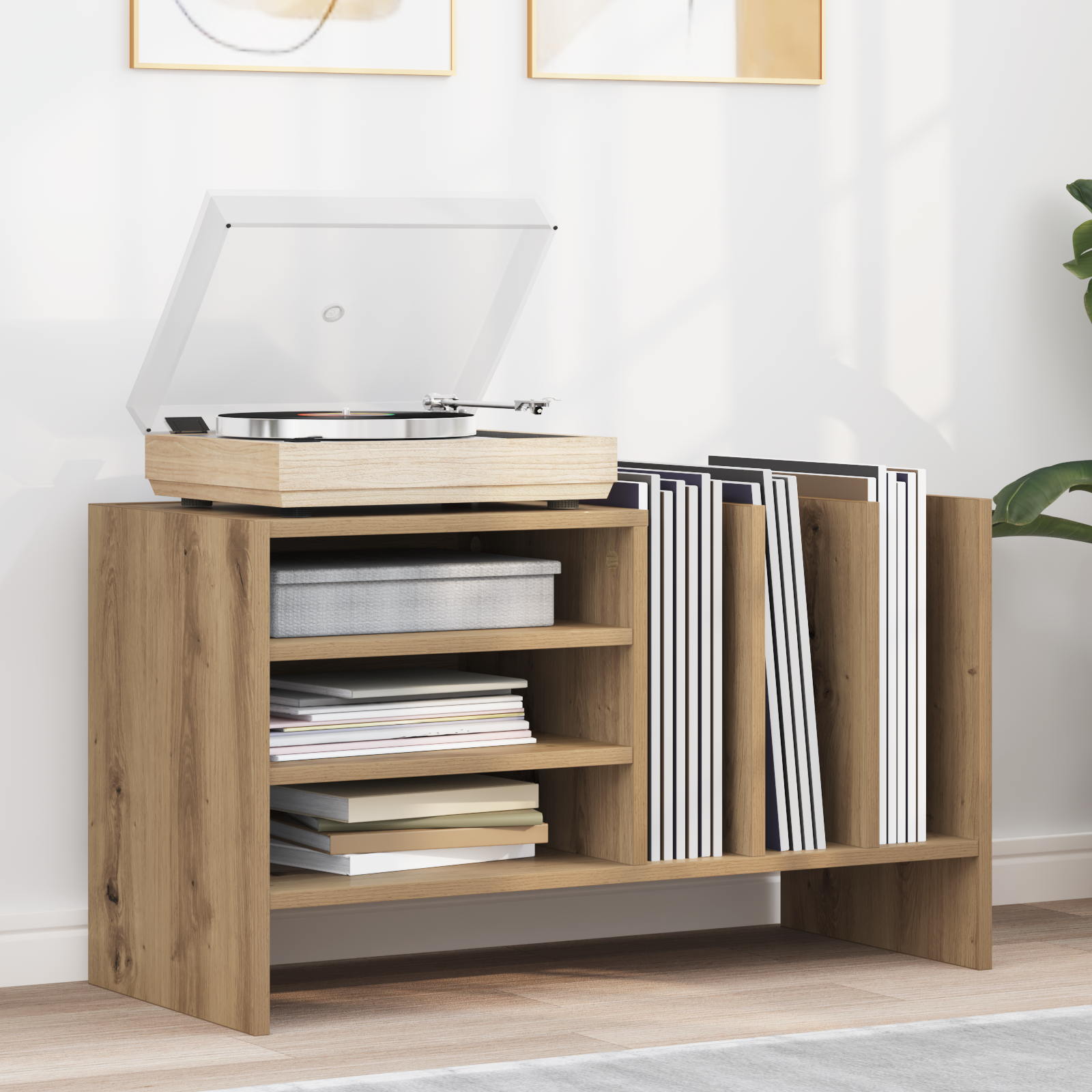 vidaXL Szafka na płyty winylowe Dąb rzemieślniczy 78,5 x 35 x 45 cm