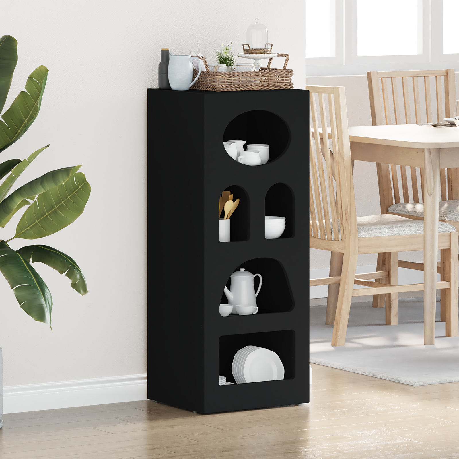 vidaXL Bufet ELST Czarny 40 x 35 x 100,5 cm Drewno inżynieryjne