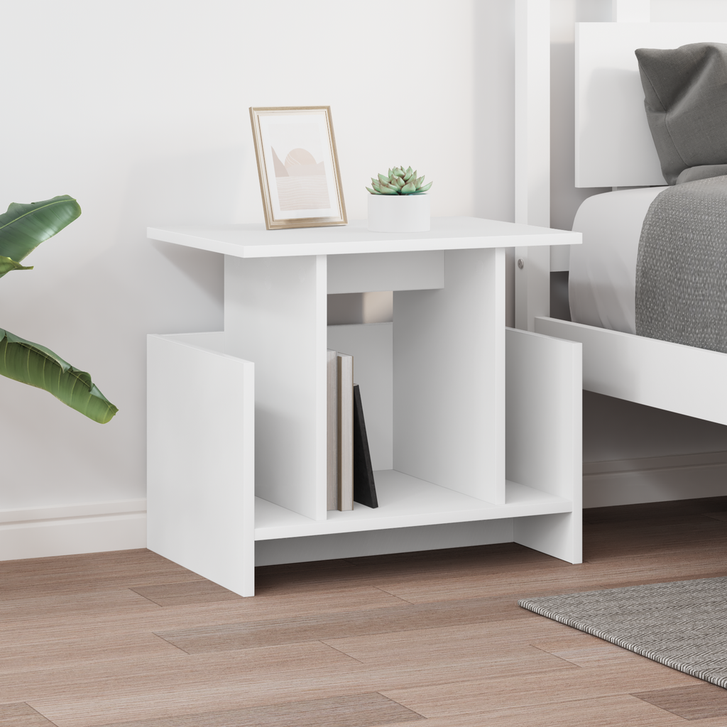 vidaXL Stół pod telewizor 50 x 35 x 45 cm Biały Drewno inżynieryjne