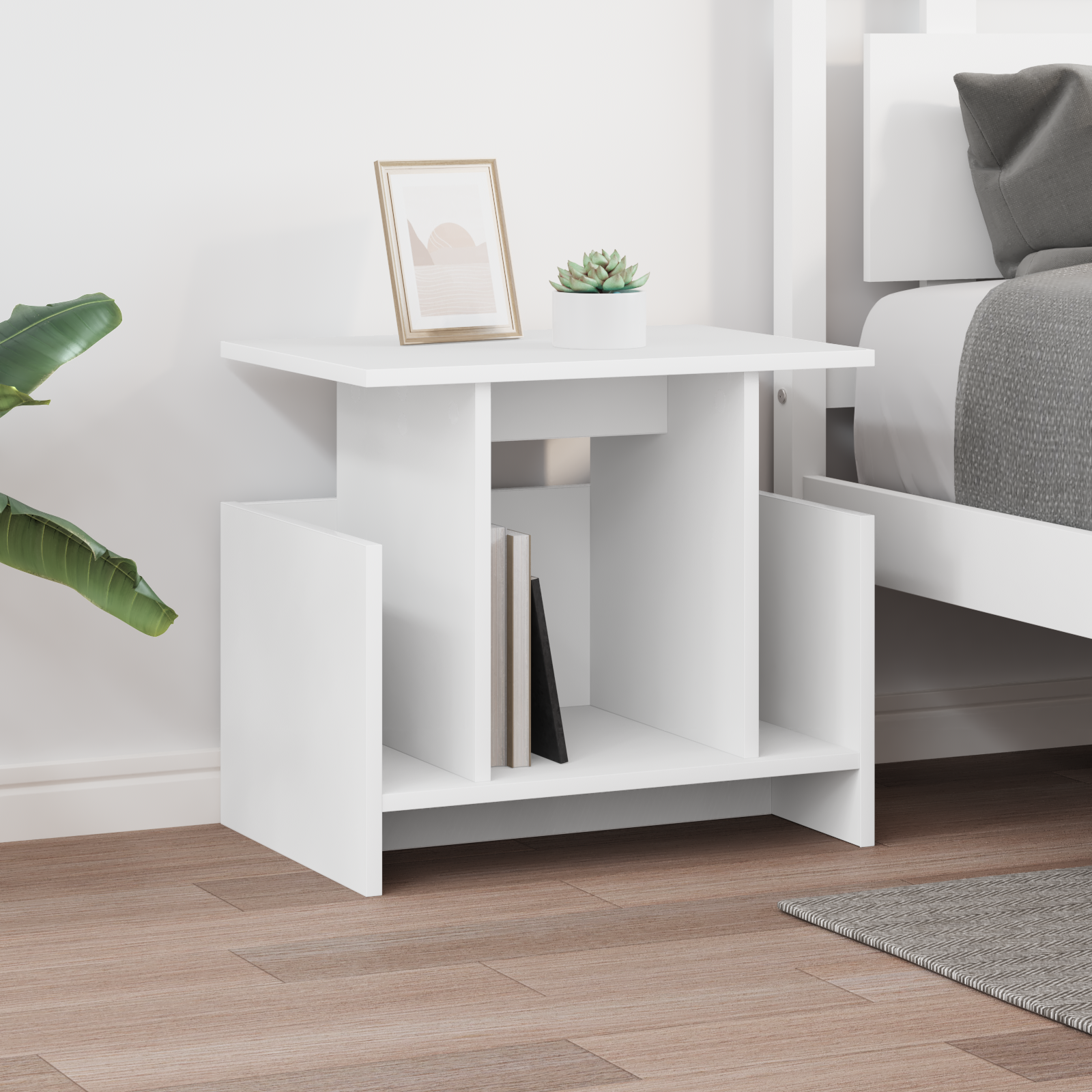 vidaXL Stół pod telewizor 50 x 35 x 45 cm Biały Drewno inżynieryjne