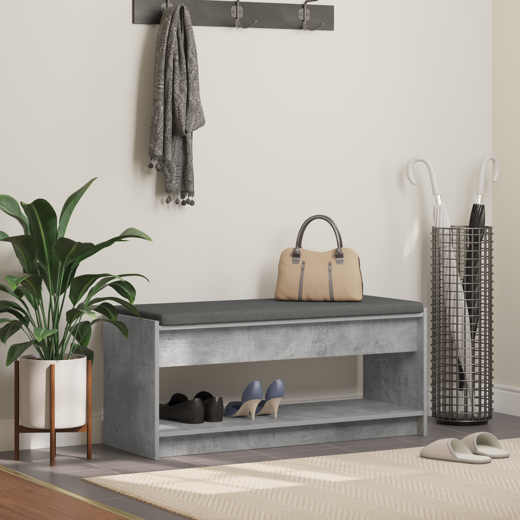 vidaXL Ławka w przedpokoju z poduszką Betonowy Szary 103 x 38 x 45 cm