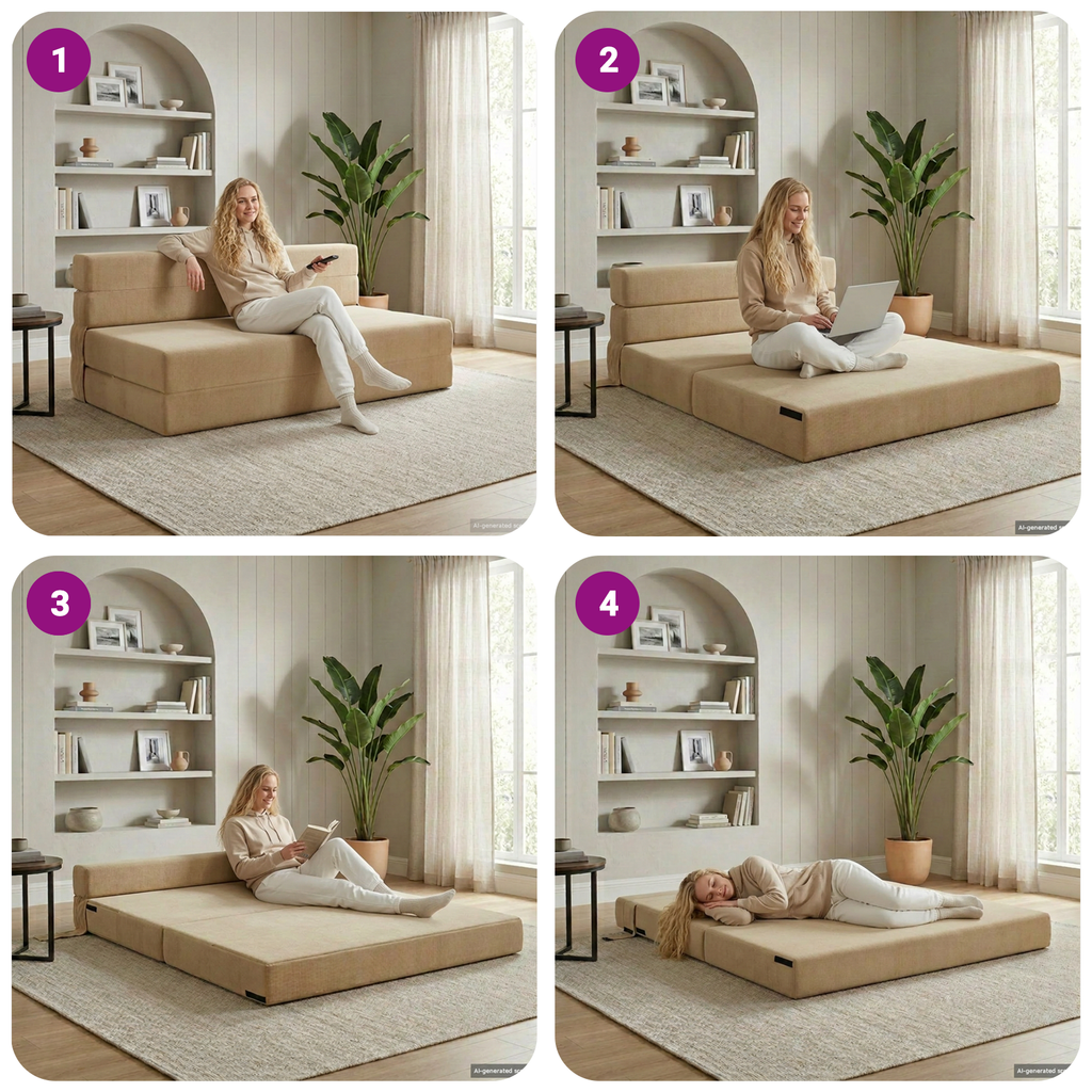vidaXL Składana Sofa Łóżko Zielono-szary 152 x 86,5 x 60 cm tkanina