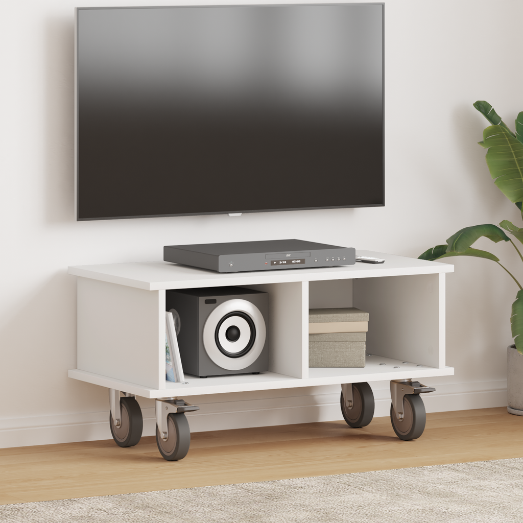 vidaXL Stół pod telewizor 68,5 x 35 x 35 cm Biały Drewno inżynieryjne