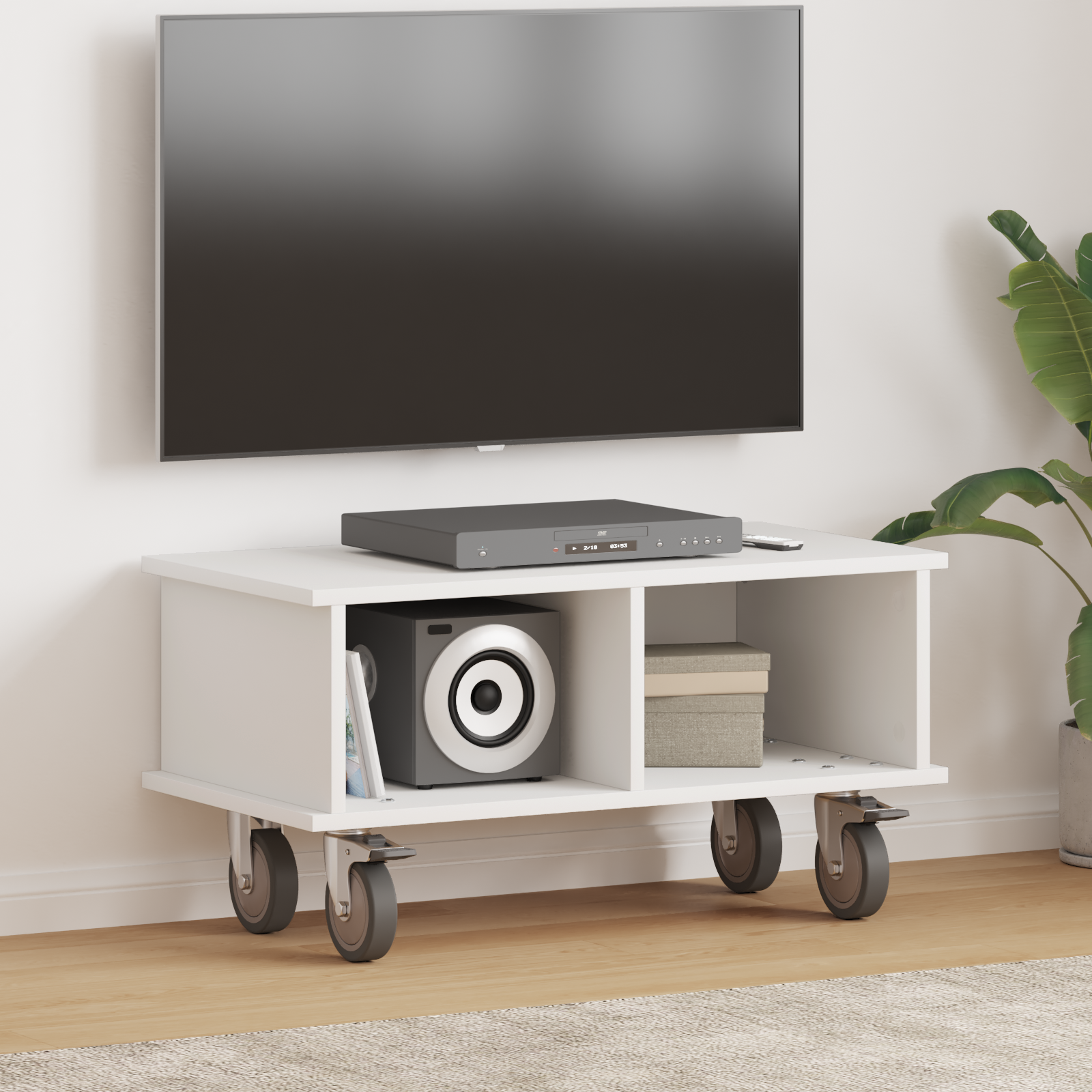 vidaXL Stół pod telewizor 68,5 x 35 x 35 cm Biały Drewno inżynieryjne