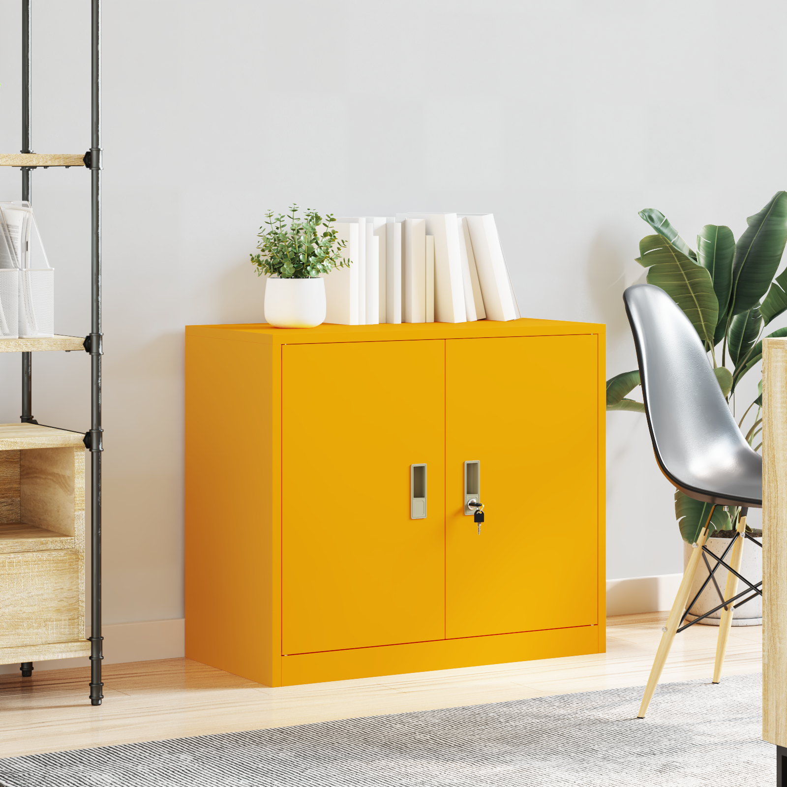 vidaXL Szafka do przechowywania Musztardowy Żółty 80 x 40 x 70 cm Stal