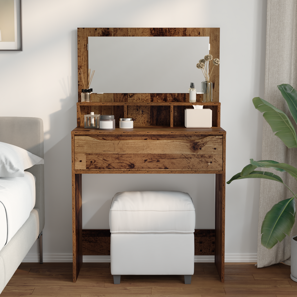 vidaXL Toaletki do sypialni z szufladą Stare drewno 80 x 39,6 x 135 cm