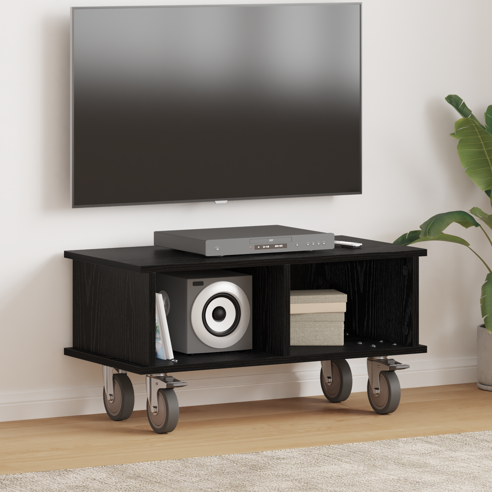 vidaXL Stół pod telewizor 68,5 x 35 x 35 cm Czarny Dąb