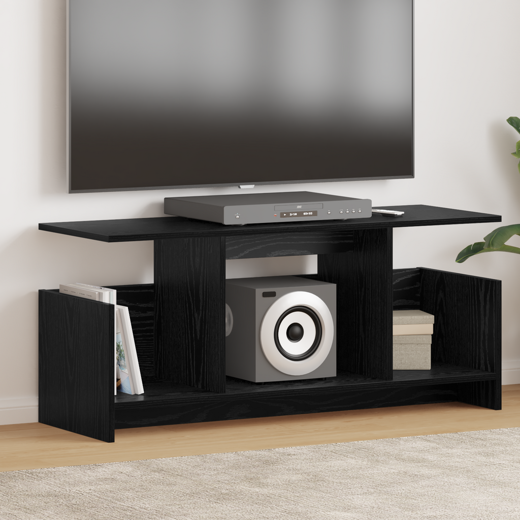 vidaXL Stół pod telewizor 102 x 35 x 45 cm Czarny Dąb