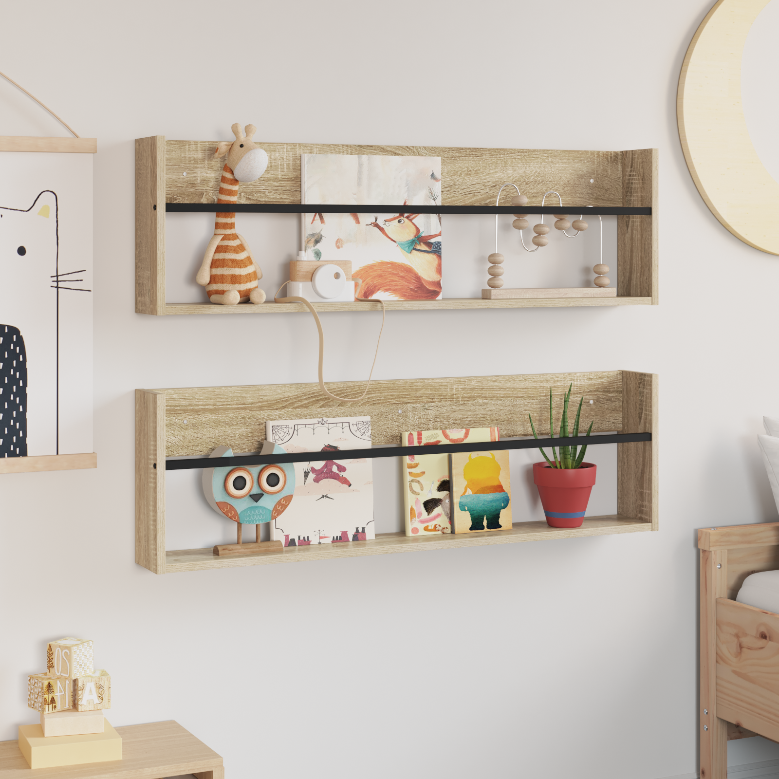 vidaXL Regał na gazety z półką 2 pcs Dąb Sonoma 100 x 12 x 30 cm