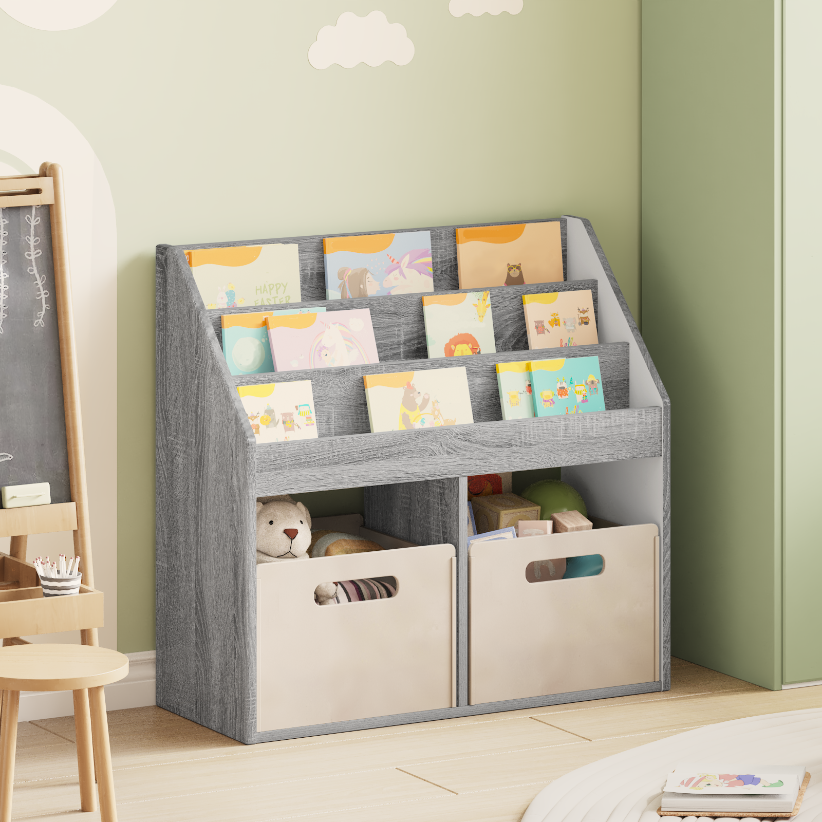 vidaXL Biblioteczka dla dzieci Szary Sonoma 72,5 x 29,5 x 69 cm
