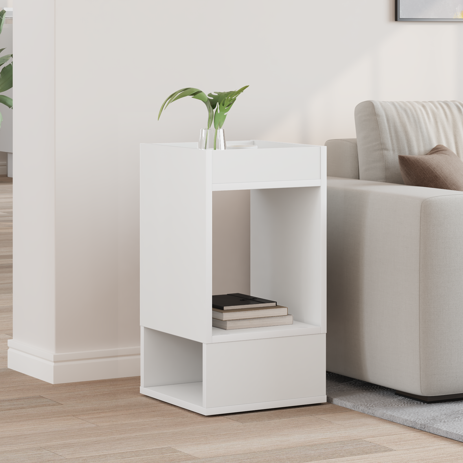 vidaXL Stolik końcowy Biały 30 x 30 x 56 cm Drewno inżynieryjne