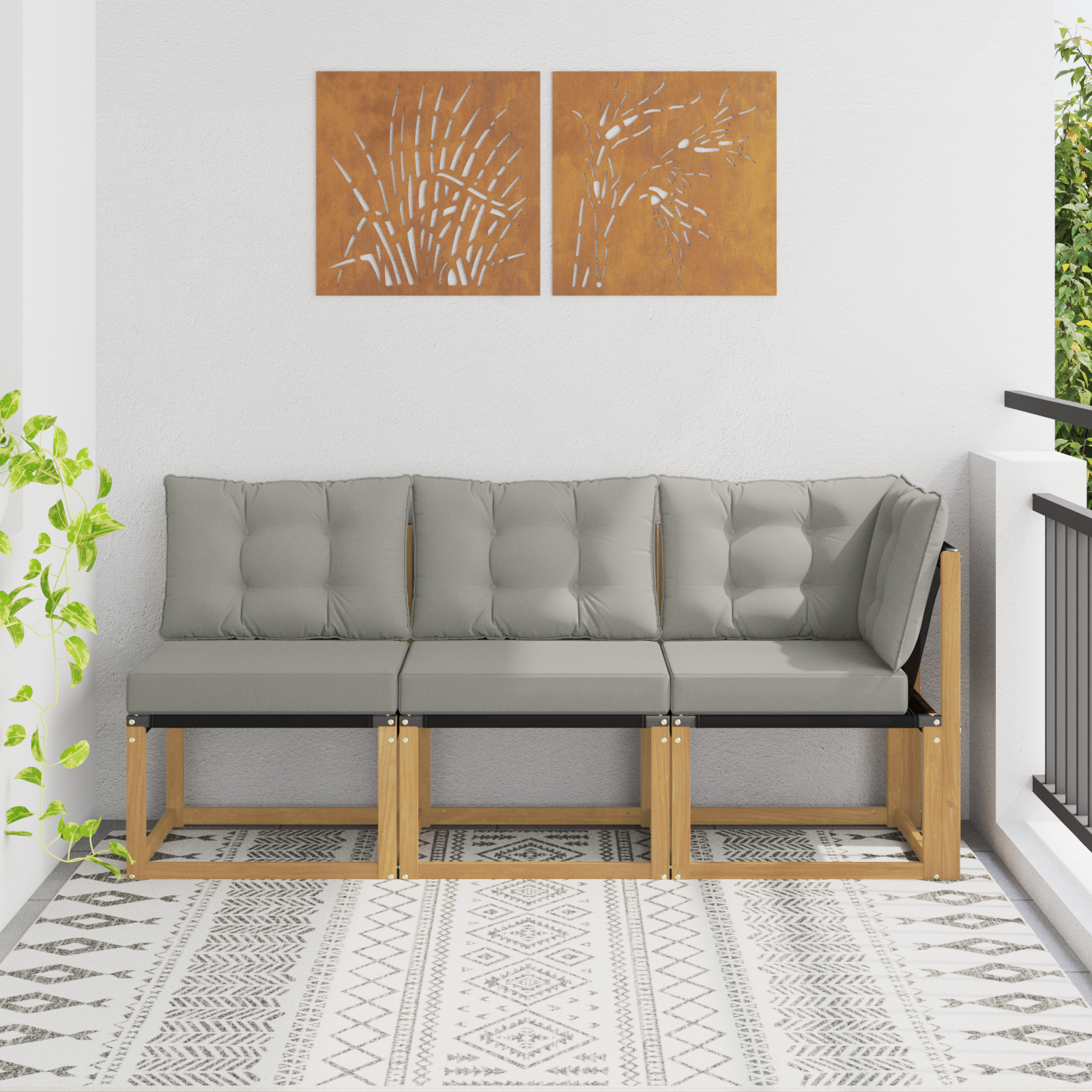 vidaXL Modułowa sofa na zewnątrz z poduszką 3 Sztuka Biały