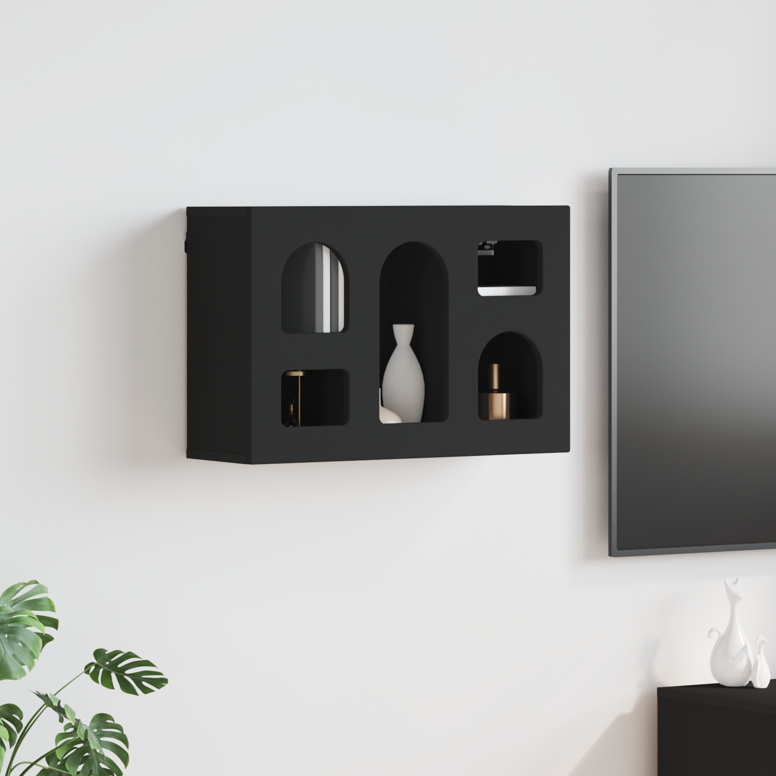vidaXL Szafka wisząca ELST Czarny 60 x 20 x 40 cm Drewno inżynieryjne