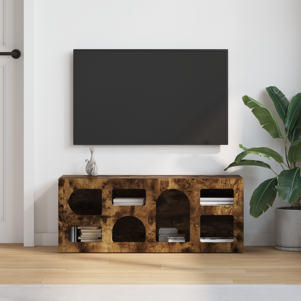 vidaXL Szafka pod telewizor ELST 100 x 35 x 40 cm Dąb wędzony