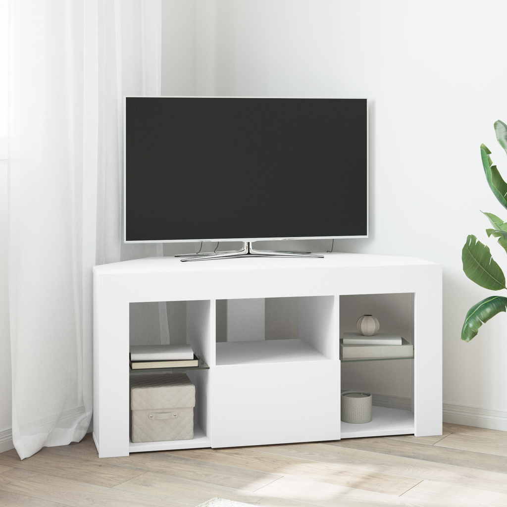 vidaXL Kątowa szafka LED pod telewizor 100 x 40 x 50 cm Biały