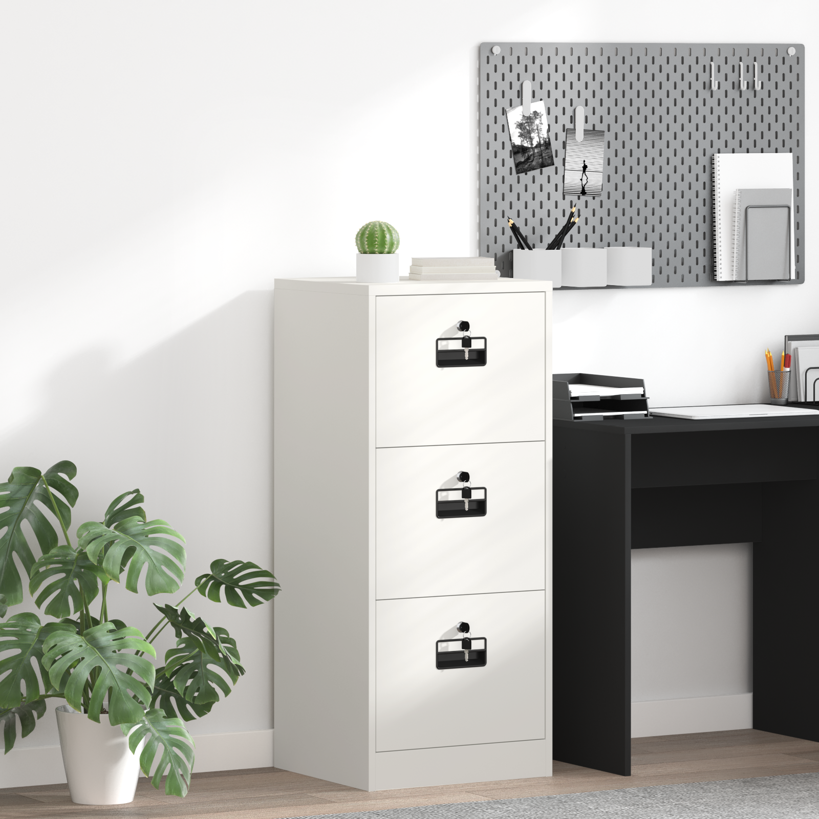 vidaXL Szafka na dokumenty z szufladą Biały 45,5 x 42 x 106,5 cm