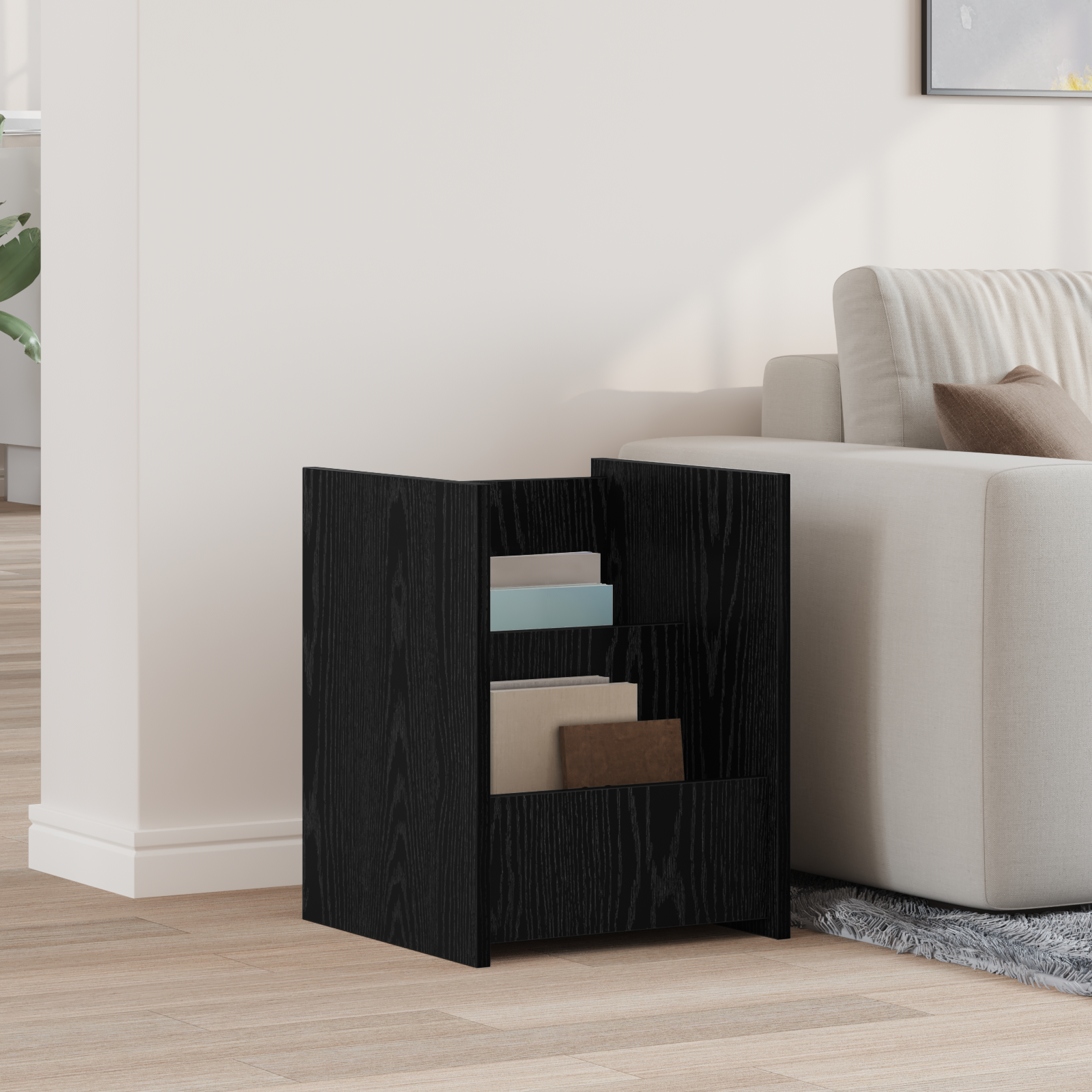 vidaXL Regał na gazety Czarny Dąb 35 x 35 x 45 cm Drewno inżynieryjne