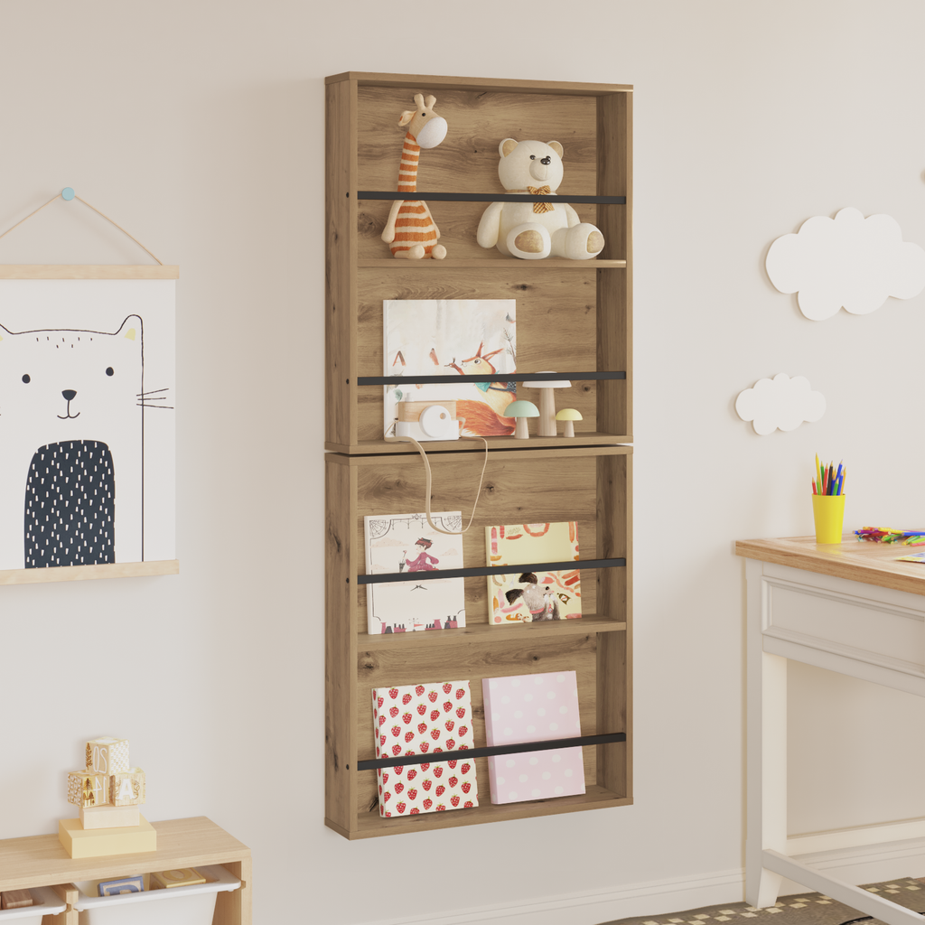 vidaXL Regał na gazety z półką 2 pcs Dąb rzemieślniczy 60 x 12 x 70 cm