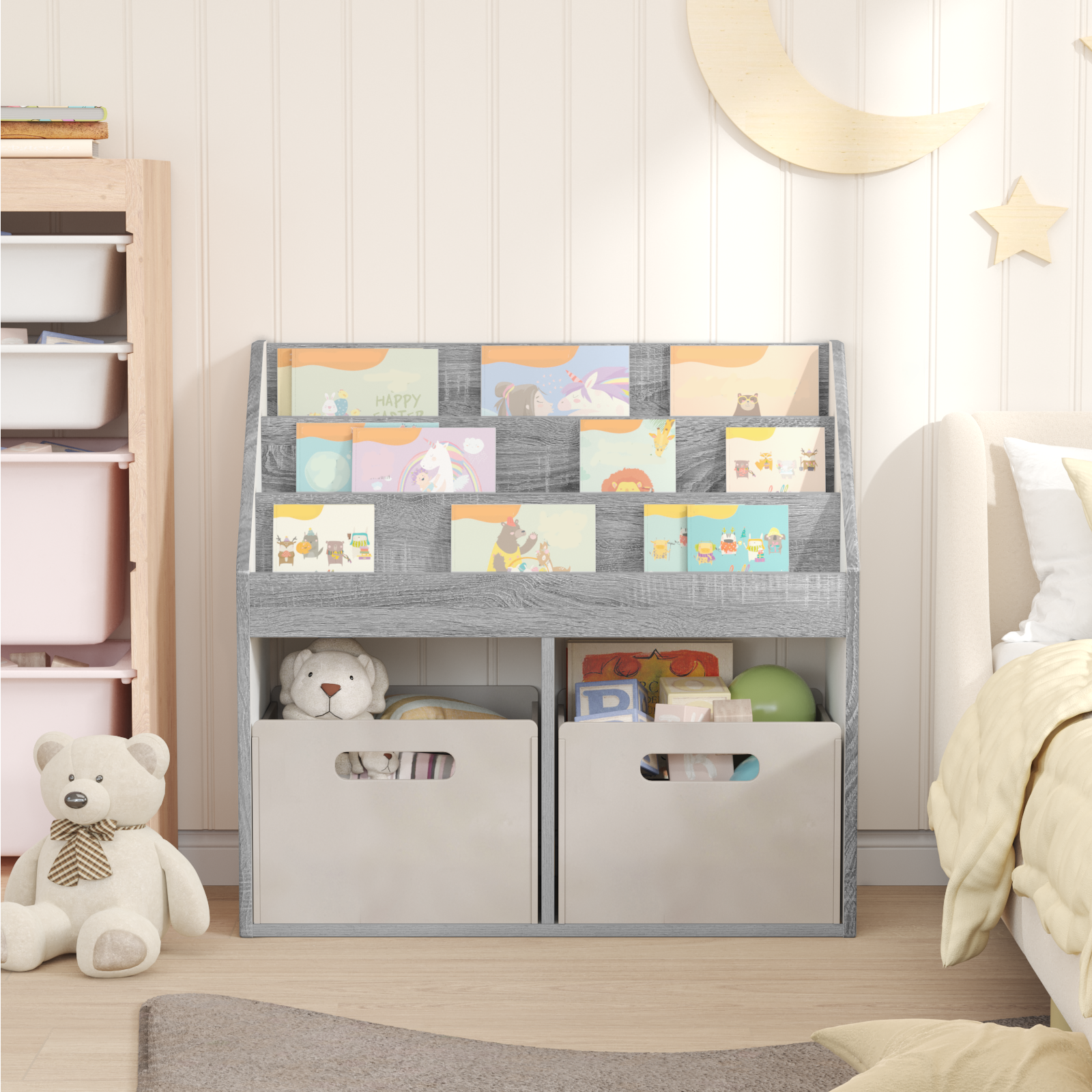 vidaXL Biblioteczka dla dzieci Szary Sonoma 72,5 x 29,5 x 69 cm