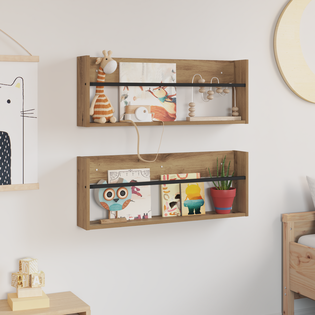 vidaXL Regał na gazety z półką 2 pcs Dąb rzemieślniczy 80 x 12 x 30 cm
