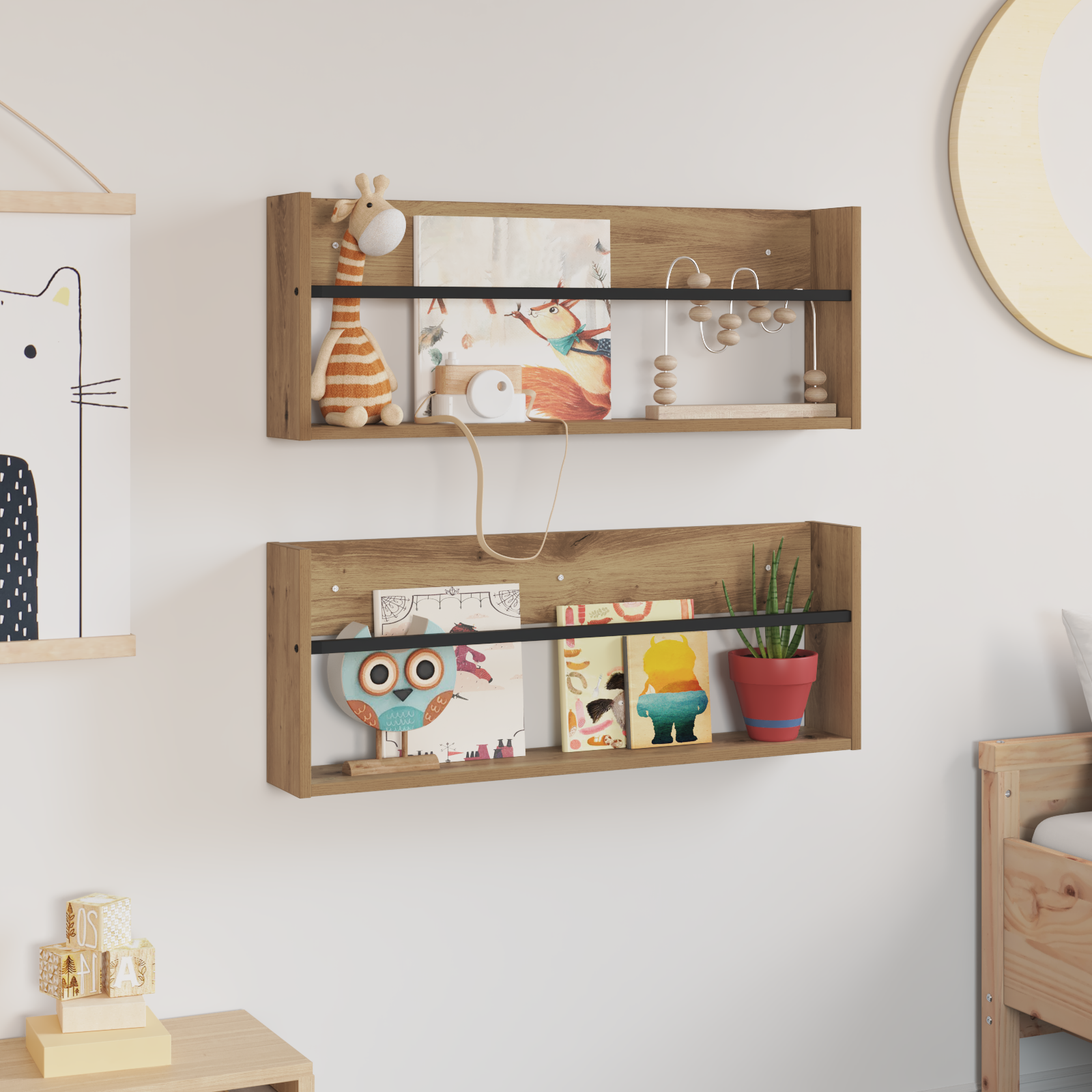 vidaXL Regał na gazety z półką 2 pcs Dąb rzemieślniczy 80 x 12 x 30 cm