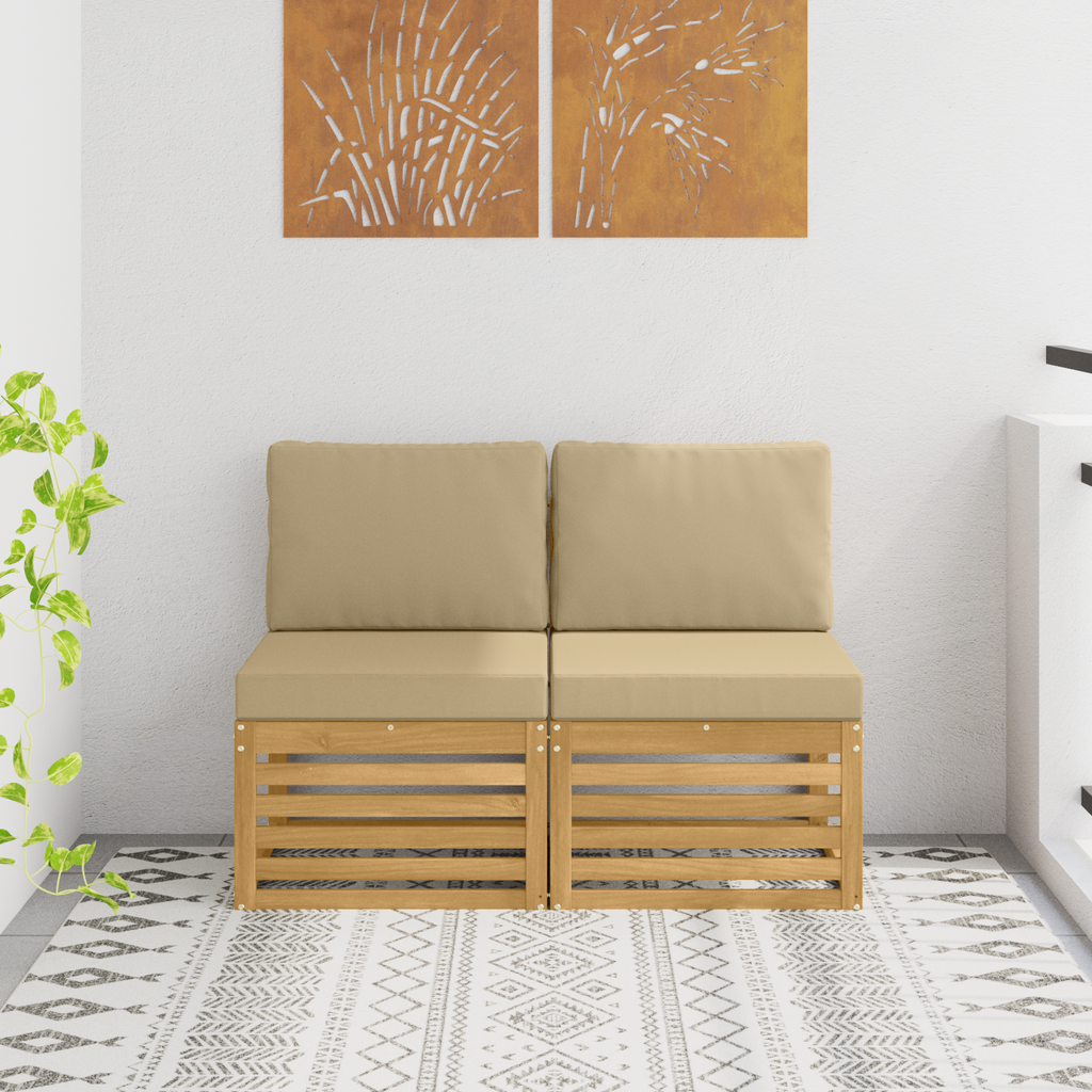 vidaXL 2 Sztuka Środkowa sofa ogrodowa Lite Drewno Akacji Biały