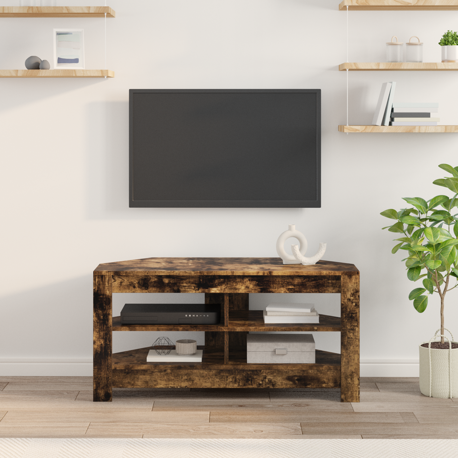 vidaXL RogowaSzafkanaTelewizor 102 x 40,5 x 45 cm Dąb wędzony
