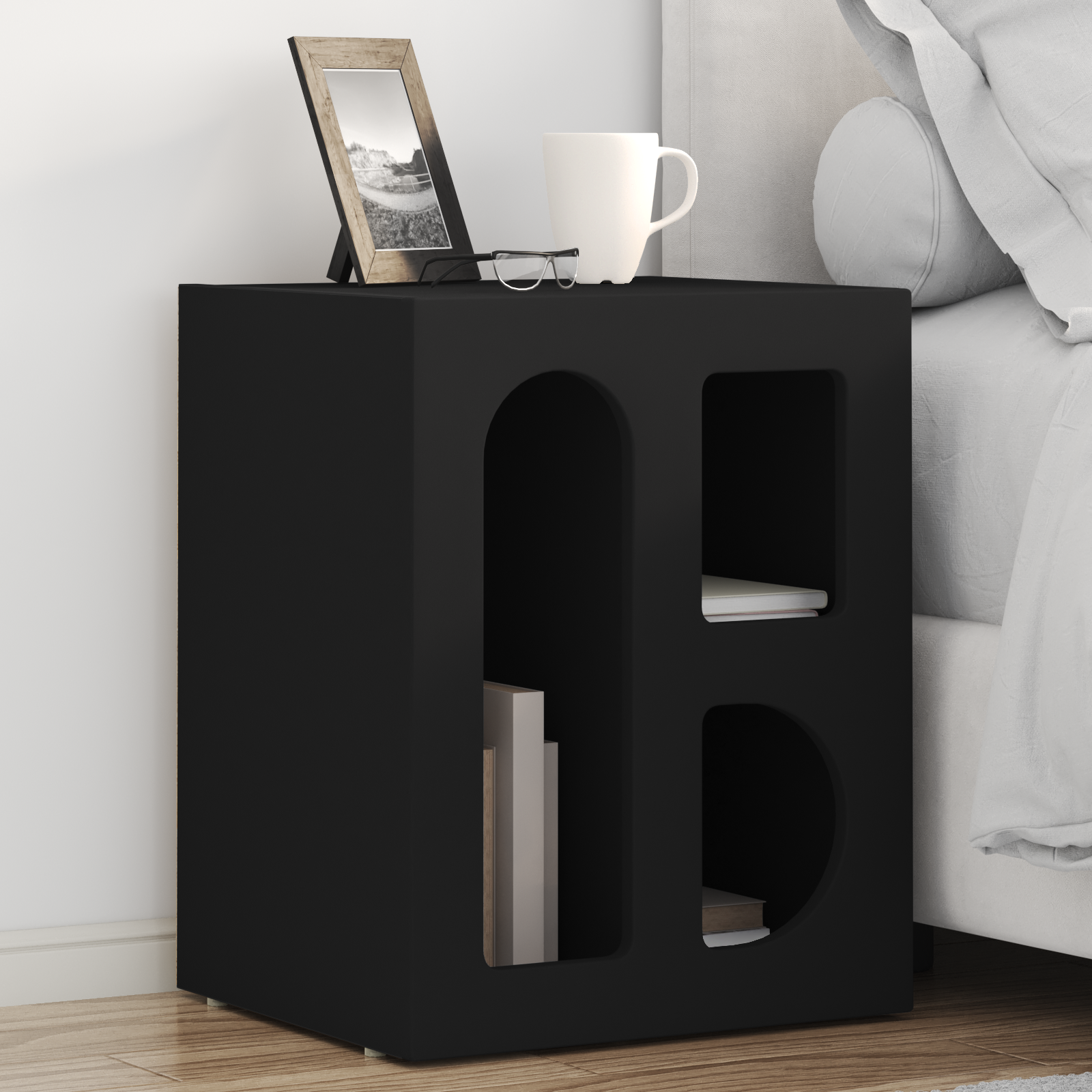 vidaXL Stolik nocny ELST 2 szt. Czarny 40 x 35 x 50 cm