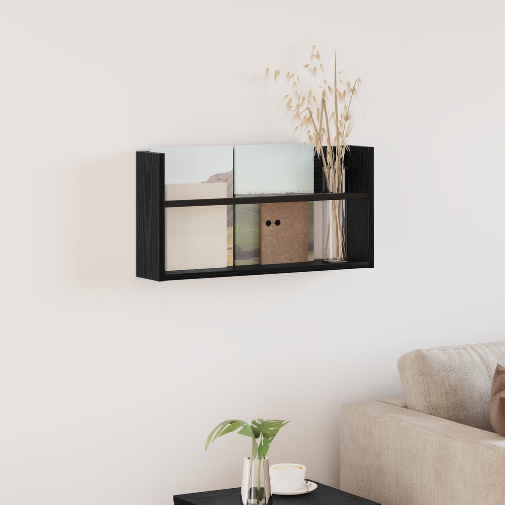 vidaXL Regał na gazety Czarny Dąb 60 x 12 x 30 cm Drewno inżynieryjne